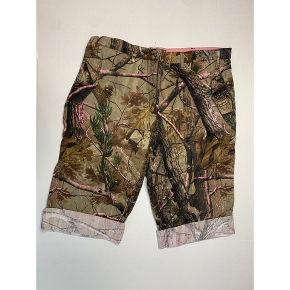Russell Outdoors Womens Size 2XL Camo Long Shorts Cuffed Hem Real Tree Adjustabl - Picture 1 of 3